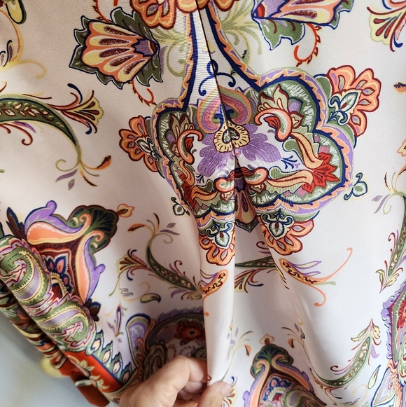 Zara Colourful Paisley Satin Tunic Dress Sz Medium - Picture 9 of 10
